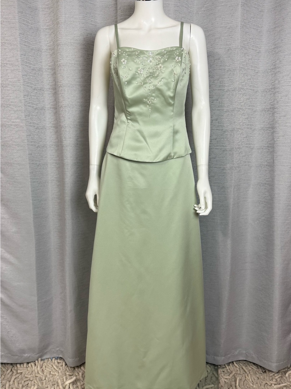 Impression Y2K Pale Mint Beaded Spaghetti-Strap/Strapless Prom Gown